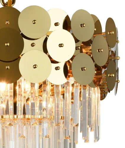 Люстра подвесная BEYOND 76015/10C GOLD Natali Kovaltseva прозрачная золотая на 10 ламп, основание золотое в стиле современный  фото 2